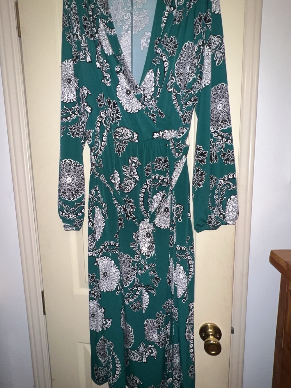 Lane Bryant Green and White Floral Wrap Maxi Dress